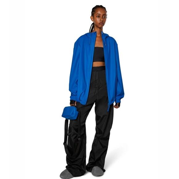 Rains Blue Storm Breaker Hooded Raincoat Jacket Waves Blue - Picture 9 of 9